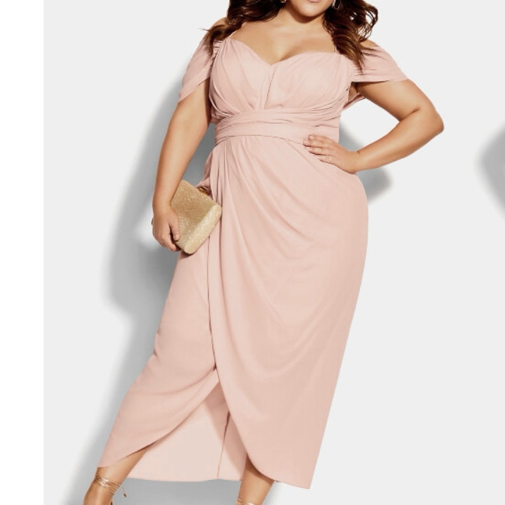 City Chic Womens Plus Size 20 Entwine Formal Maxi Dress NWT Ballet Pink‎ Formal